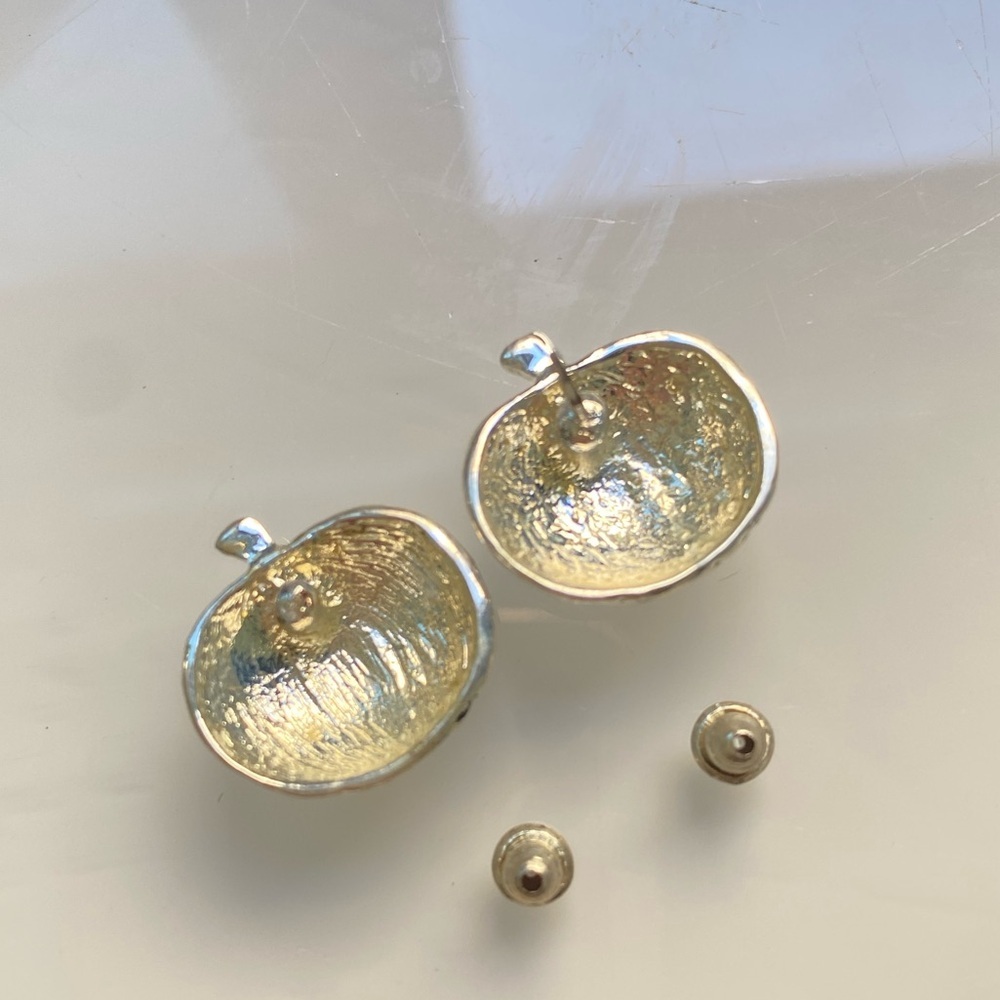 Seasons Silver Tone Pumpkin Earrings - Picture 3 of 3